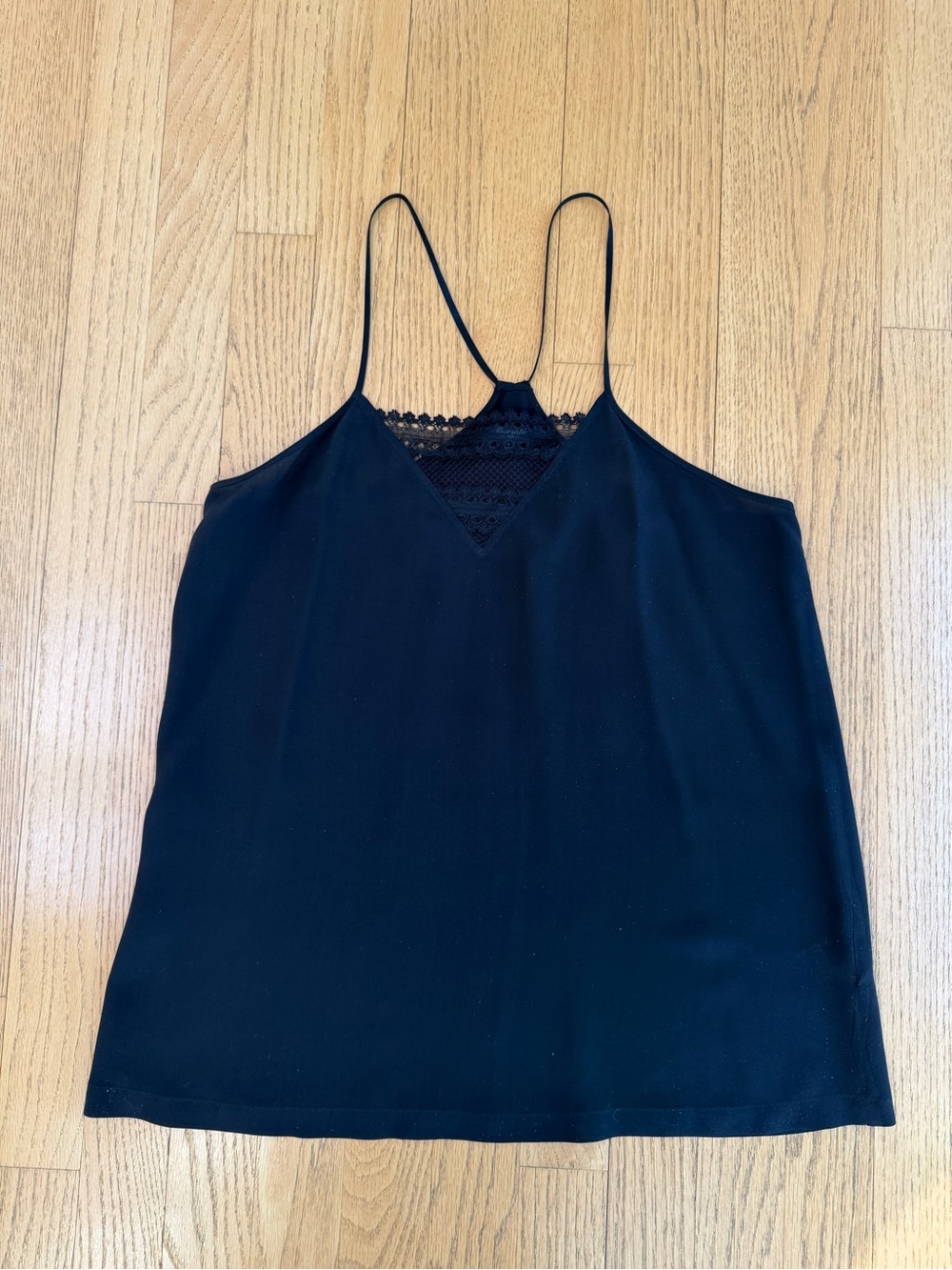 Madewell Silk V Neck Camisole with Lace Panel